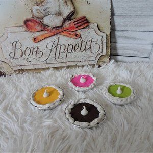 Handmade Fake Bake Mini 2.5" Pies Set Of 4